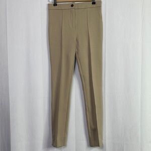 MNG Pleated Front Back Pockets Stylish Tan Dress Pants
